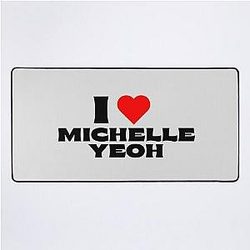 I Love Michelle Yeoh Black Fonts Desk Mat