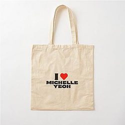 I Love Michelle Yeoh Black Font Cotton Tote Bag