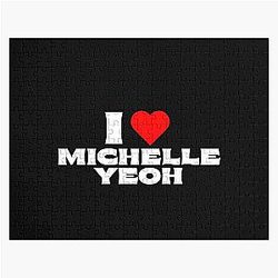 I Love Michelle Yeoh White Fonts Jigsaw Puzzle