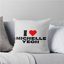 I Love Michelle Yeoh Black Font Throw Pillow