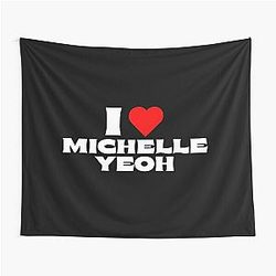 I Love Michelle Yeoh White Fonts Tapestry