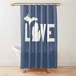 Michigan Love All White Shower Curtain