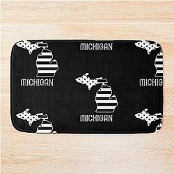 Patriotic USA Great Lake State Flag Michigan graphic Bath Mat