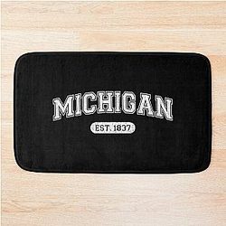 Classic Michigan 1837 Distressed University Font Bath Mat