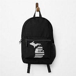 Michigan USA Flag Silhouette Stars Stripes State Outline Backpack