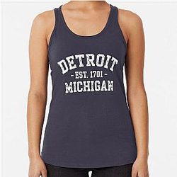 Detroit Michigan Vintage Typography Motor City Design Racerback Tank Top