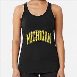 Michigan Vintage Maize Font Racerback Tank Top
