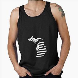 Michigan USA Flag Silhouette Stars and Stripes State Outline Tank Top