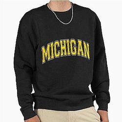 Michigan Vintage Style Maize Font Pullover Sweatshirt