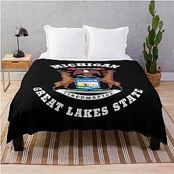 MICHIGAN GREAT LAKES STATE FLAG THROW BLANKET