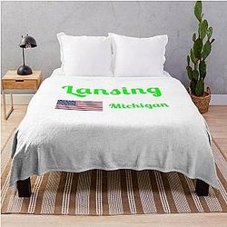 Lansing Michigan Stylish Home Decor Throw Blanket