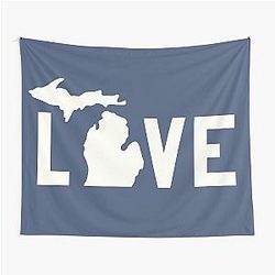Michigan Love All White Tapestry