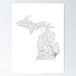 Michigan State Map Art Print by LandSart
