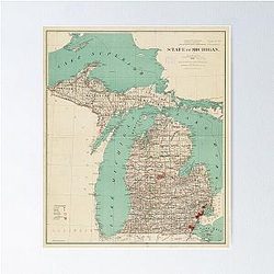 Vintage Map of Michigan Poster