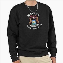 MICHIGAN GREAT LAKES STATE FLAG PULLOVER SWEATSHIRT