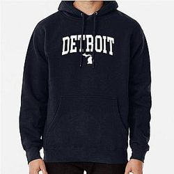 Detroit Michigan - College Style with State Shape Pullover Hoodie