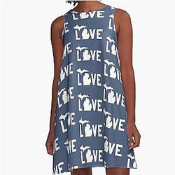 Michigan Love - All White A-Line Dress