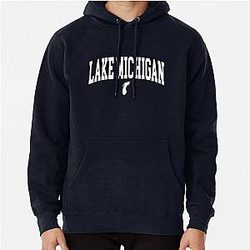 Lake Michigan College Style Curved Text with Lake Hoodie