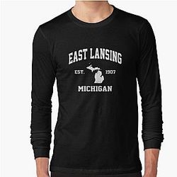 East Lansing Michigan Vintage State Athletic Style Long Sleeve T-Shirt