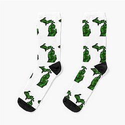 Michigan Color Block Folded Plaid Socks