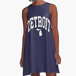 Detroit, Michigan College Style A-Line Dress