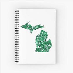 Green Michigan Abstract Art Spiral Notebook
