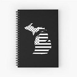 Michigan USA Flag Silhouette State Outline Spiral Notebook