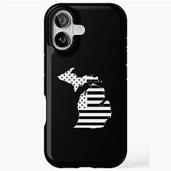 Michigan USA Flag Silhouette Stars and Stripes State Outline iPhone Case