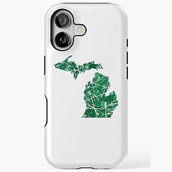 Green White Michigan Abstract Art iPhone Tough Case
