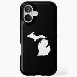 Michigan Map Silhouette Minimal White iPhone Case