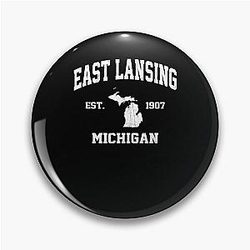 East Lansing Michigan Vintage Athletic Style Pin