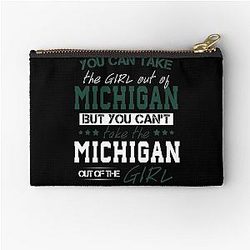 You Can Take the Girl Out of Michigan State Zipper Pouch
