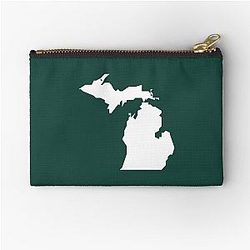 State of Michigan Green and White Zipper Pouch