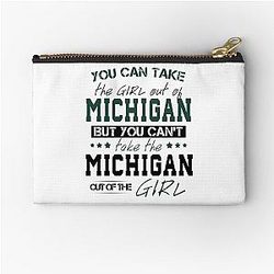 You Can Take the Girl Out of Michigan State Zipper Pouch