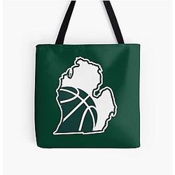 Michigan Basketball State Forest All Over Print Tote Bag