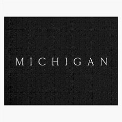 Michigan Minimalist College Town Vintage State Aesthetic Jigsaw Puzzle