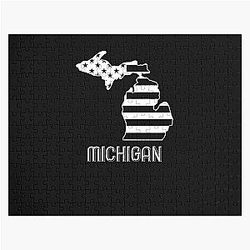 Patriotic USA American Flag Great Lakes Michigan Graphic Jigsaw Puzzle