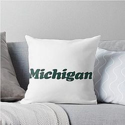 Michigan State Sticker Throw Pillow