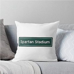 Michigan State Spartan Stadium Sign Throw Pillow