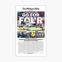 The Michigan Daily Front Cover Go For Four Sticker