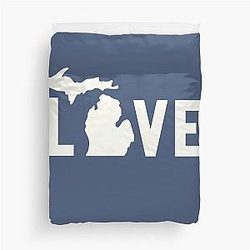 Michigan Love All White Duvet Cover