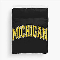Michigan Vintage Style Maize Font Duvet Cover