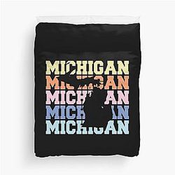 Michigan Colorful Map Silhouette Fan Duvet Cover