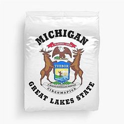 MICHIGAN GREAT LAKES STATE FLAG DUVET COVER
