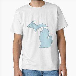 Michigan State Outline Blue Classic T-Shirt