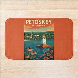 Petoskey Michigan Vintage Design Bath Mat