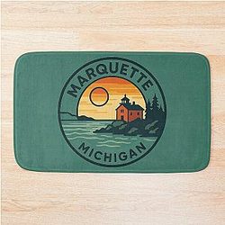 Marquette Michigan Lighthouse Design Bath Mat