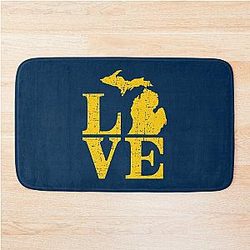 Love Michigan Vintage Wolverine State Pride Bath Mat