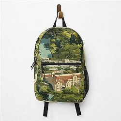 Ann Arbor Michigan Vintage Travel Art U of M Campus Illustration Backpack