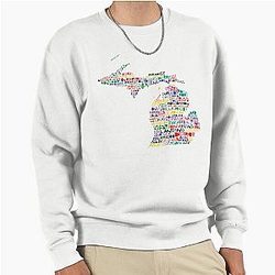 Michigan Colorful Typography Pullover Sweatshirt